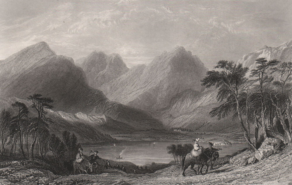Loch Lomond from the road above Inversnaid Mill, Stirling. Scotland. ALLOM c1840
